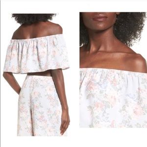 Women's Wayf Off The Shoulder Crop Top, Size Large - Blue